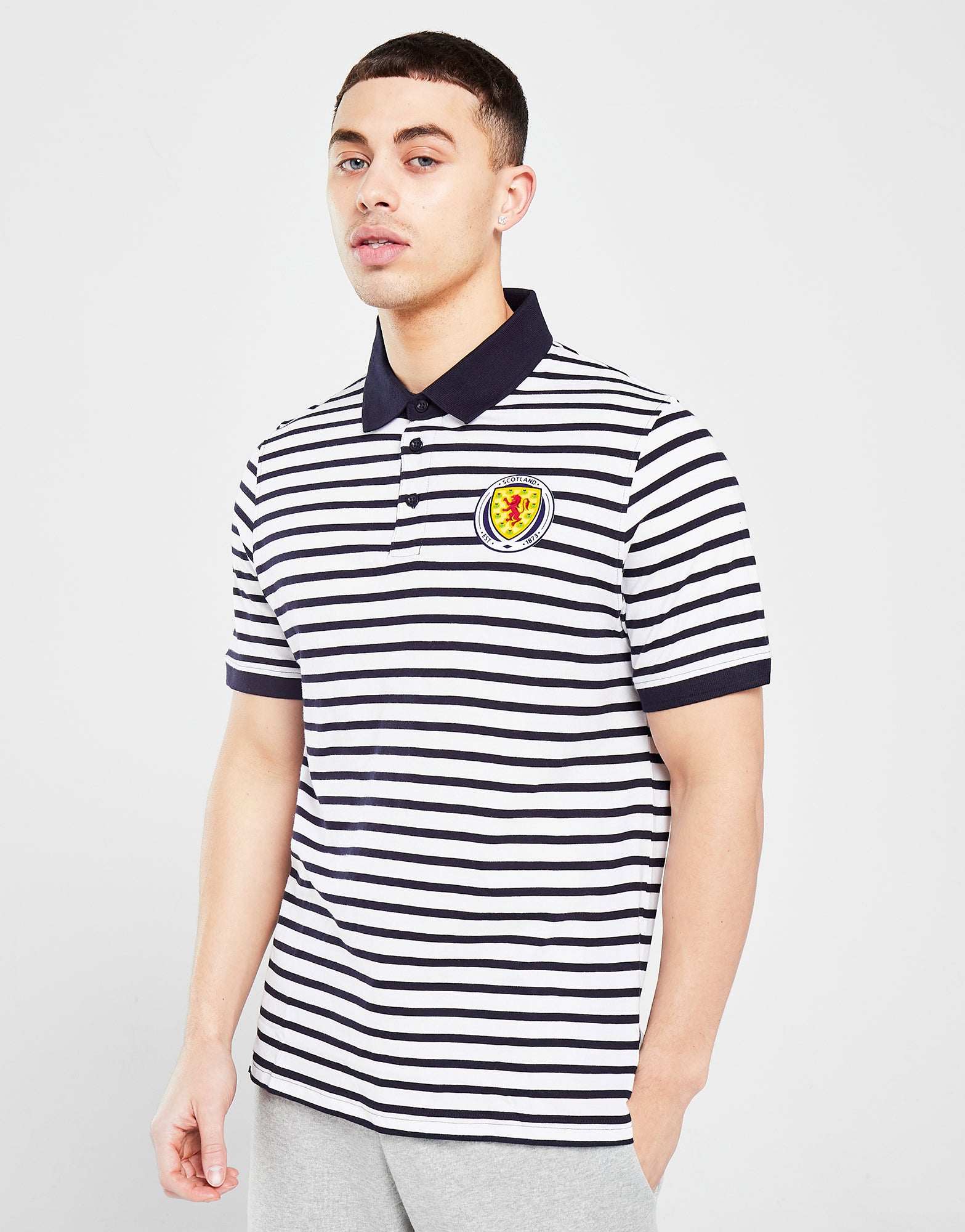 Official Team Scotland Stripe Polo - White | The World Football Store